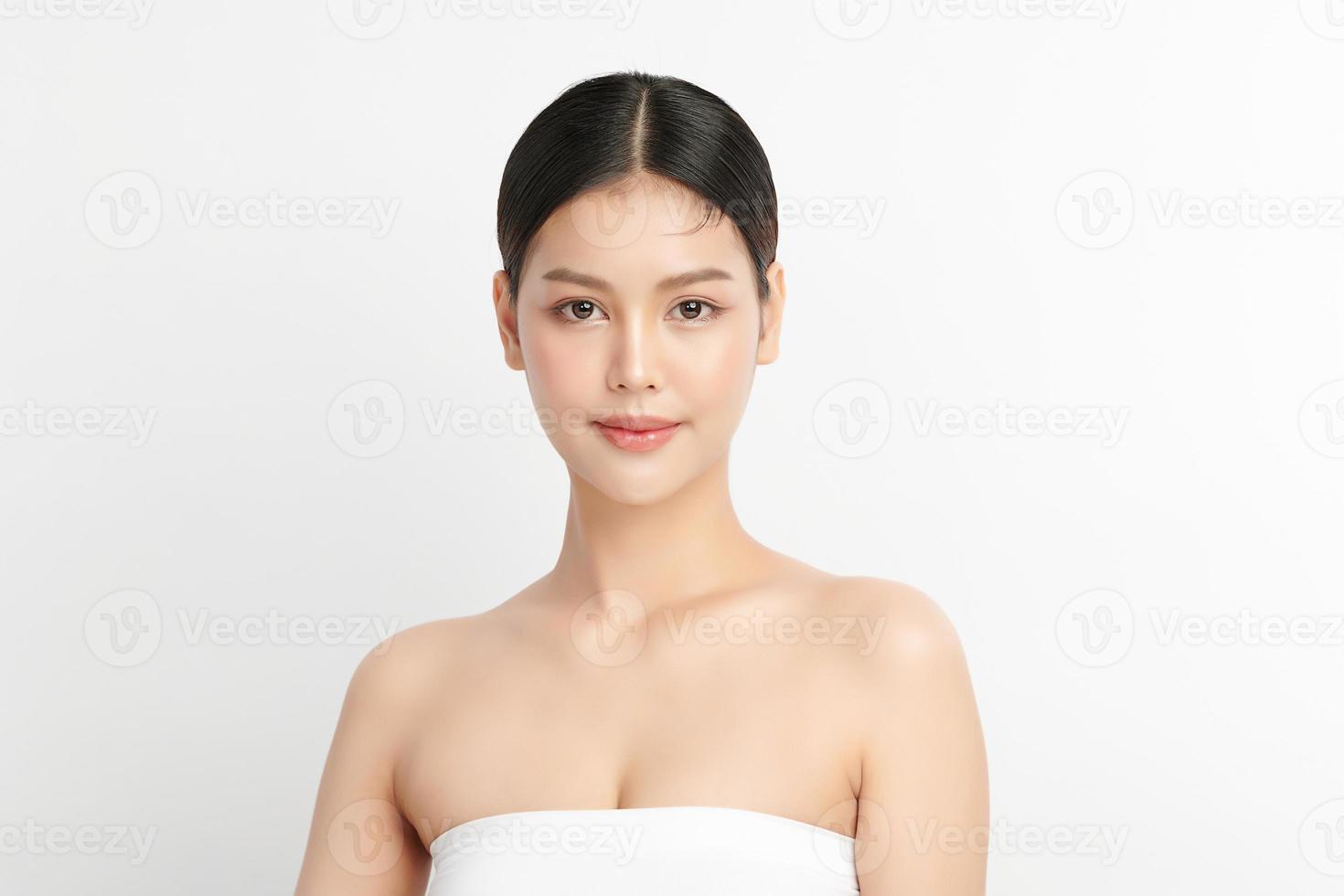 Beautiful young asian woman with clean fresh skin on white background, Face care, Facial treatment, Cosmetology, beauty and spa, Asian women portrait. photo