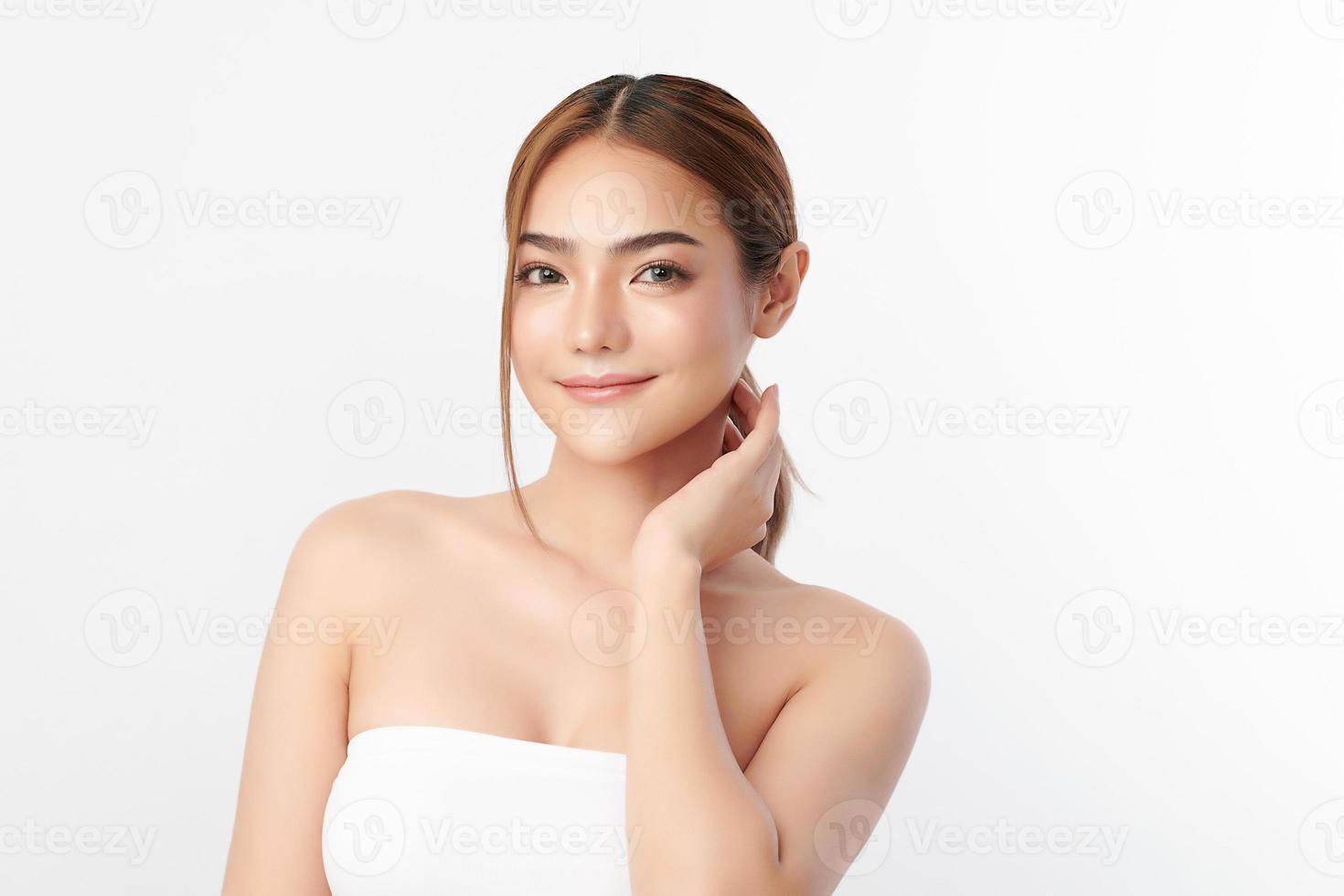 Beautiful young asian woman with clean fresh skin on white background, Face care, Facial treatment, Cosmetology, beauty and spa, Asian women portrait. photo