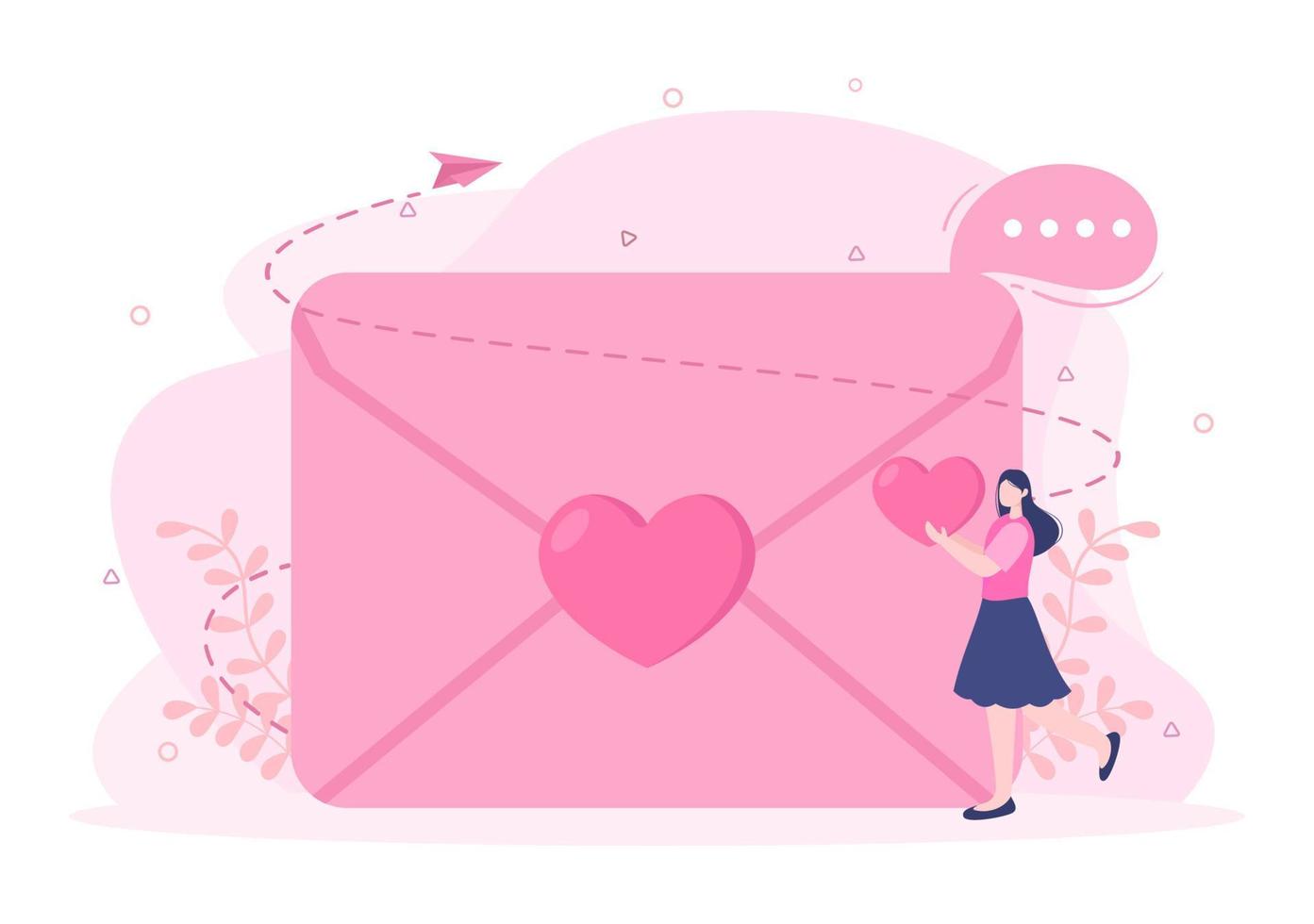 Love Letter Background Flat Illustration for Messages of Love  Fraternity or Friendship in Pink Color Usually Given on Valentine's Day in an Envelope or Greeting Card vector