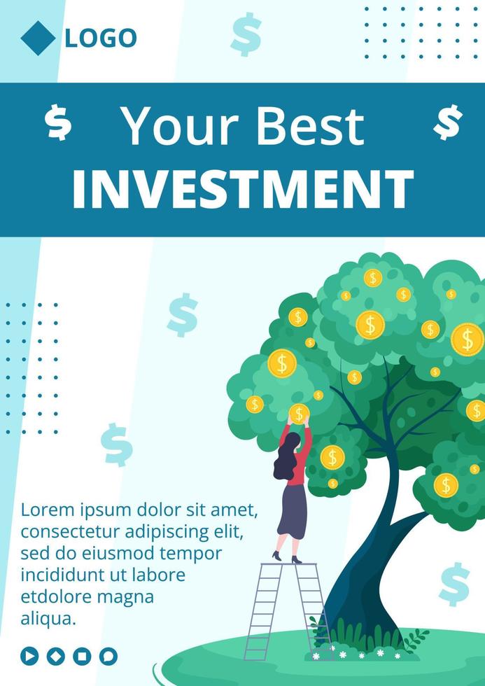 Business Investment Flyer Template Flat Design Illustration Editable of Square Background Suitable for Social media, Greeting Card and Web Internet Ads vector