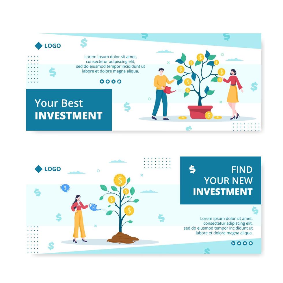 Business Investment Banner Template Flat Design Illustration Editable of Square Background Suitable for Social media, Greeting Card and Web Internet Ads vector
