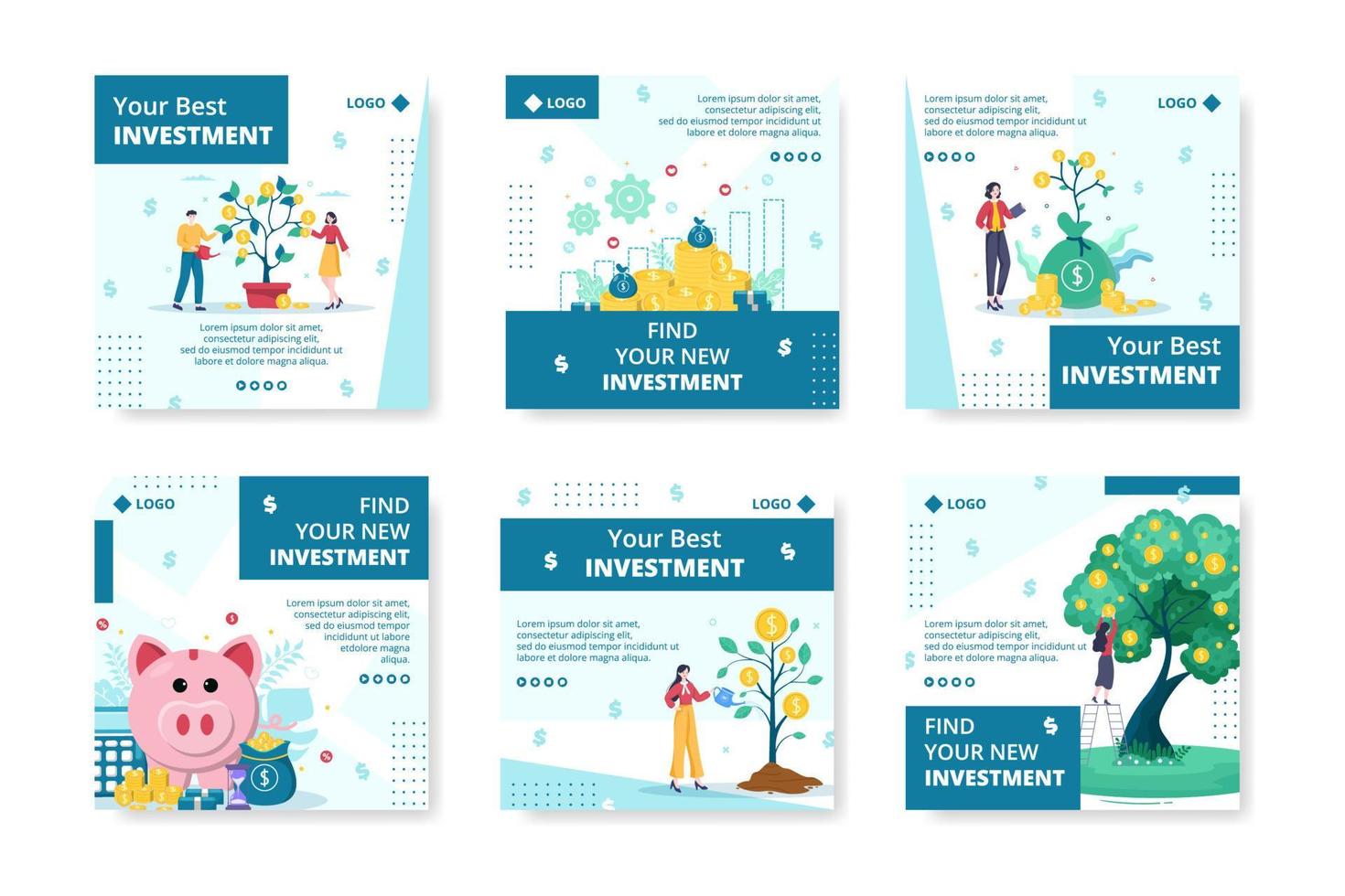 Business Investment Post Template Flat Design Illustration Editable of Square Background Suitable for Social media, Greeting Card and Web Internet Ads vector