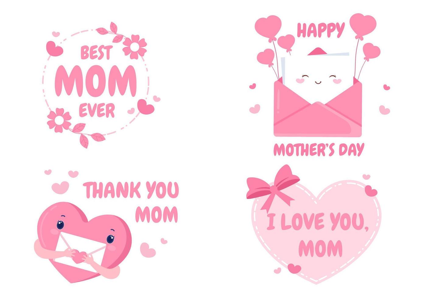 Happy Mother Day with Beautiful Blossom Flowers and Calligraphy Text Which is Commemorated on December 22 for Greeting Card or Poster Flat Design Illustration vector