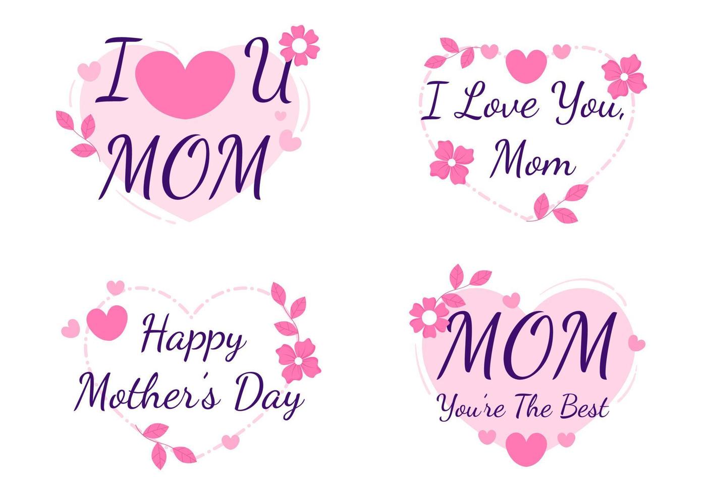 Happy Mother Day with Beautiful Blossom Flowers and Calligraphy Text Which is Commemorated on December 22 for Greeting Card or Poster Flat Design Illustration vector