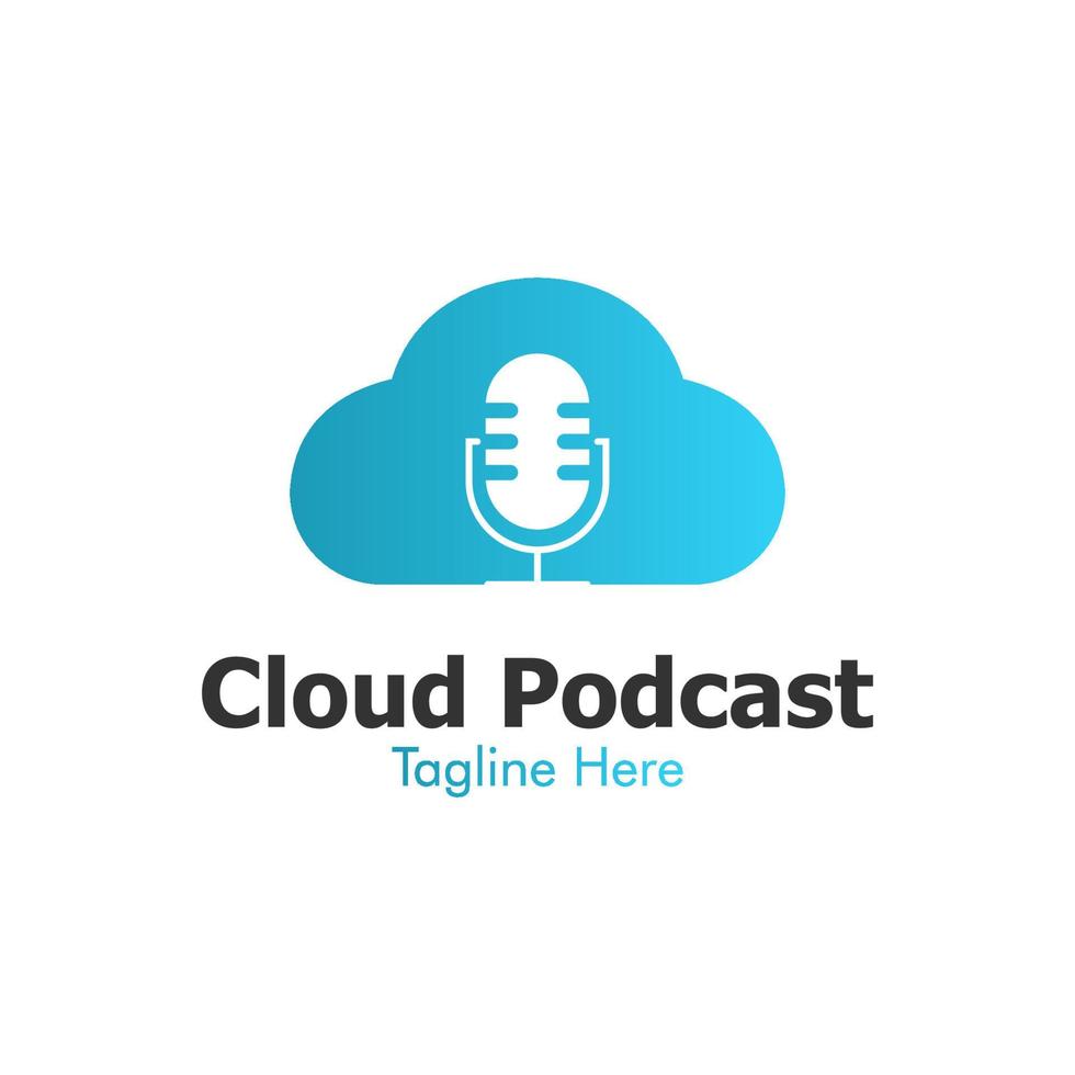 gráfico de vector de ilustración del logotipo de podcast en la nube. perfecto para usar en empresas de tecnología