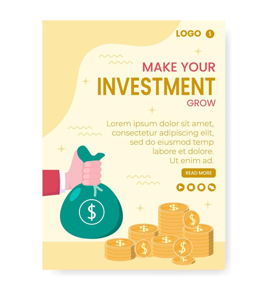 Business Investment Poster Template Flat Design Illustration Editable of Square Background Suitable for Social media, Greeting Card and Web Internet Ads vector