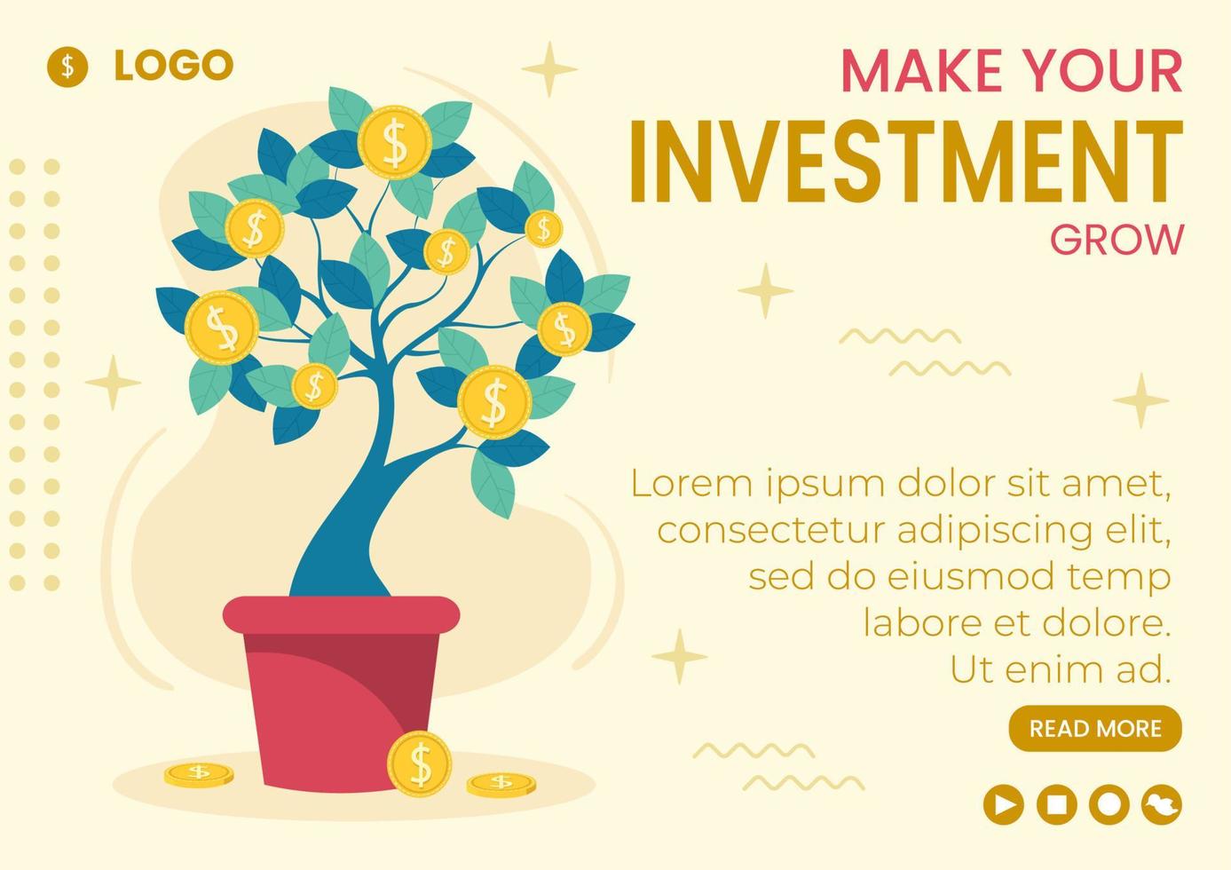 Business Investment Brochure Template Flat Design Illustration Editable of Square Background Suitable for Social media, Greeting Card and Web Internet Ads vector