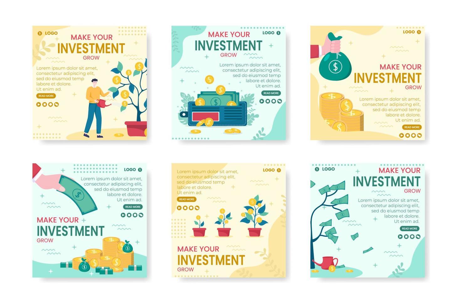 Business Investment Post Template Flat Design Illustration Editable of Square Background Suitable for Social media, Greeting Card and Web Internet Ads vector