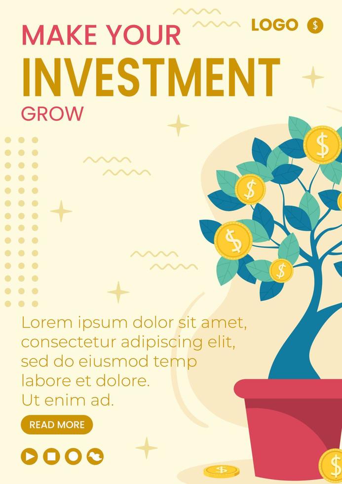 Business Investment Flyer Template Flat Design Illustration Editable of Square Background Suitable for Social media, Greeting Card and Web Internet Ads vector