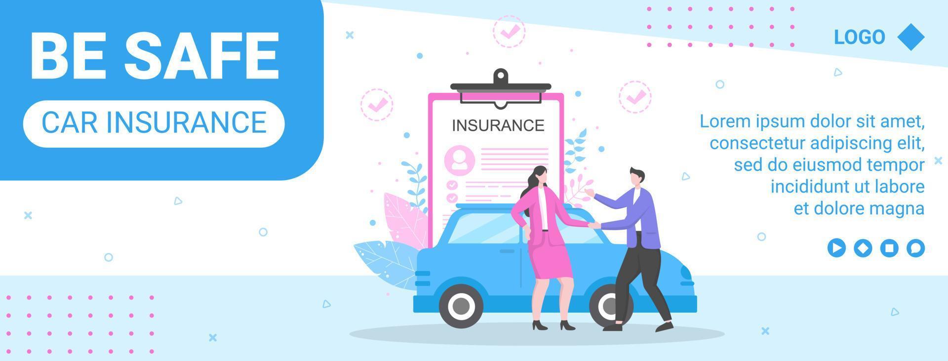 Ilustración de diseño plano de plantilla de cobertura de seguro de automóvil editable de fondo cuadrado adecuado para redes sociales, tarjetas de felicitación y anuncios web en Internet vector