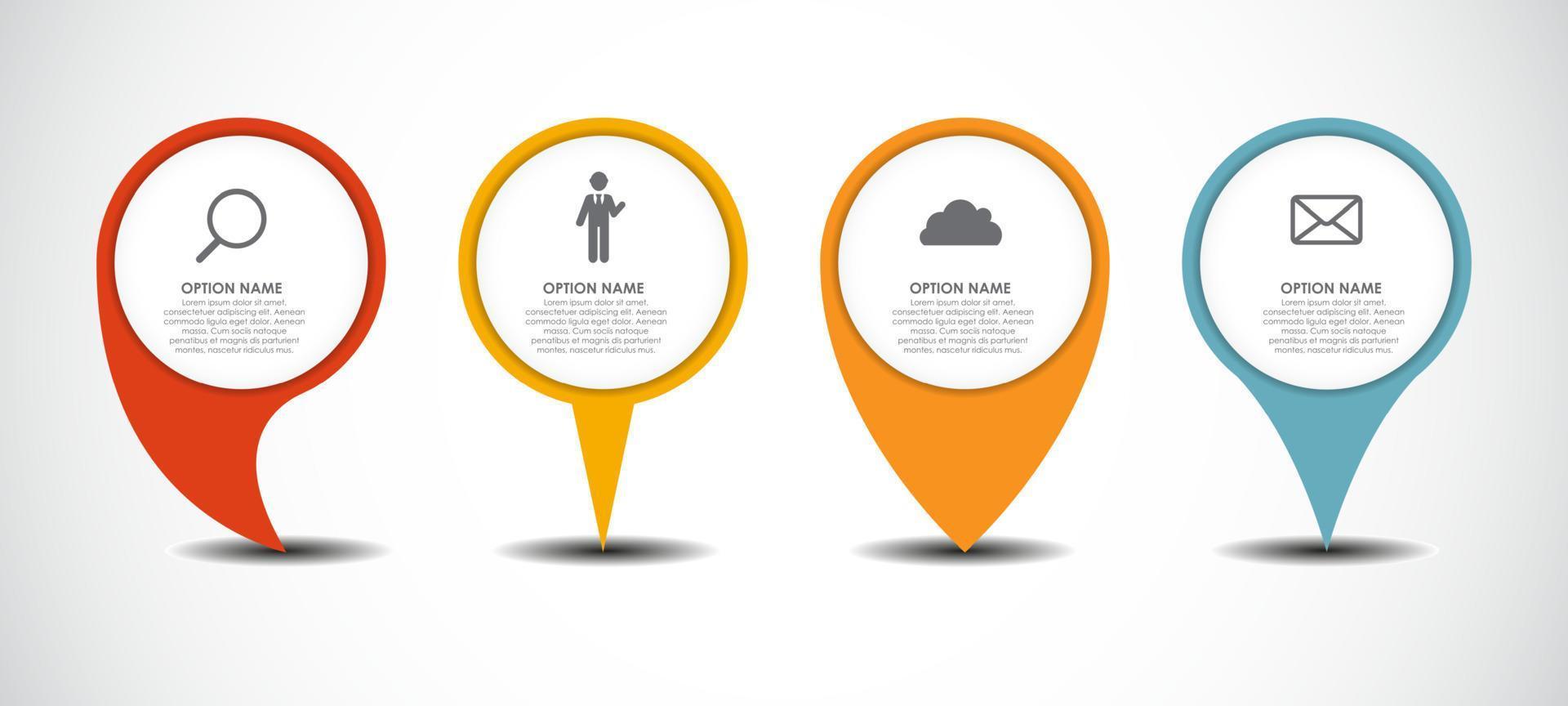 Set of Circle Pointers Infographic Business Element. Vector Illustration
