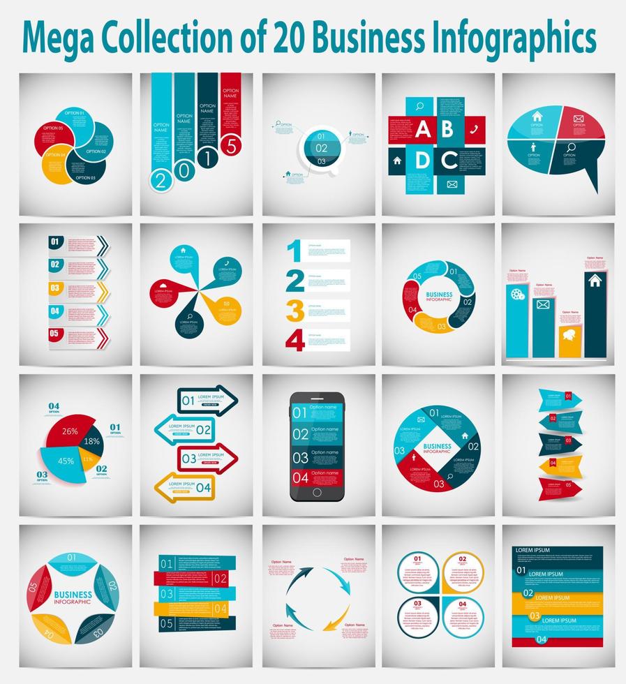 Collection of Infographic Templates for Business Vector Illustration