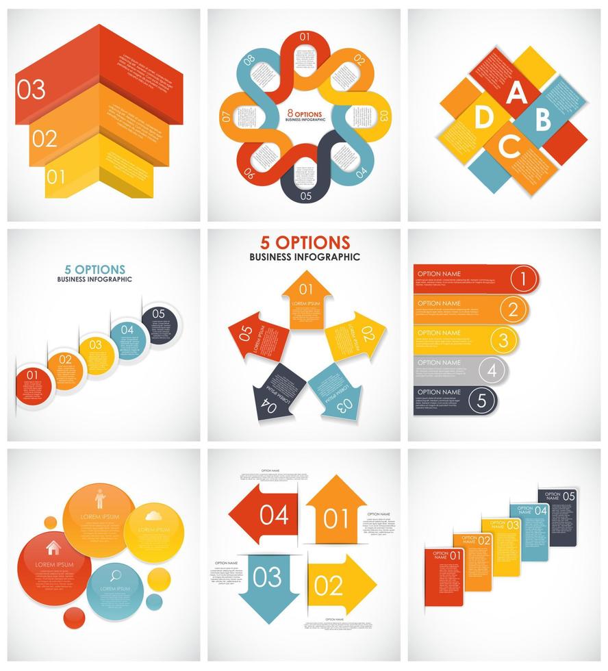 Collection of Infographic Templates for Business Vector Illustration