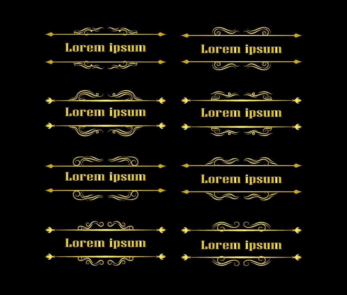 Gold Borders Elements Set Collection, ornament Vector