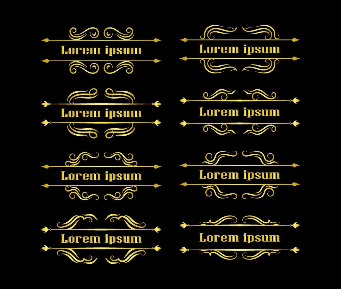 Gold Borders Elements Set Collection, ornament Vector