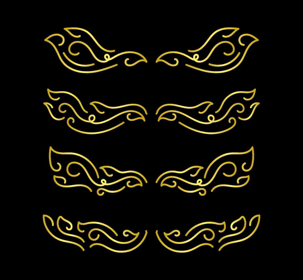 Gold Borders Elements Set Collection, ornament Vector