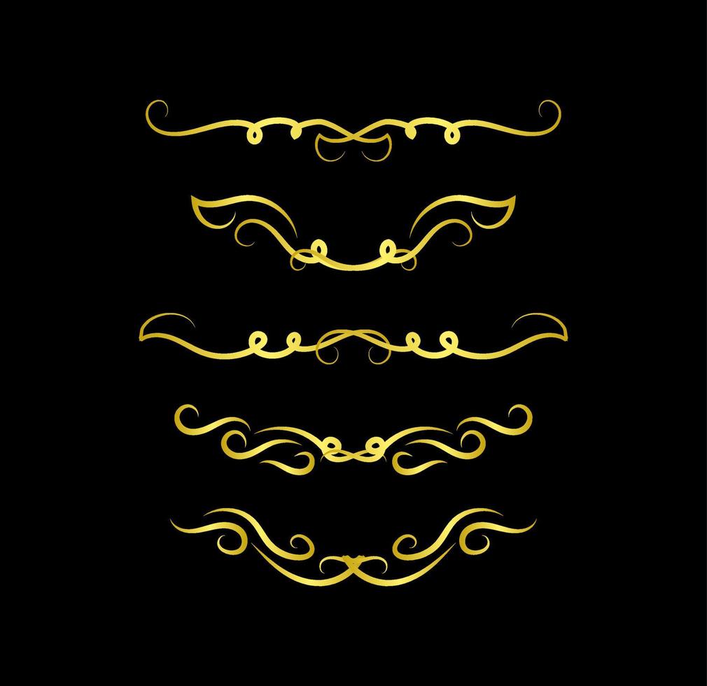 Gold Borders Elements Set Collection, ornament Vector