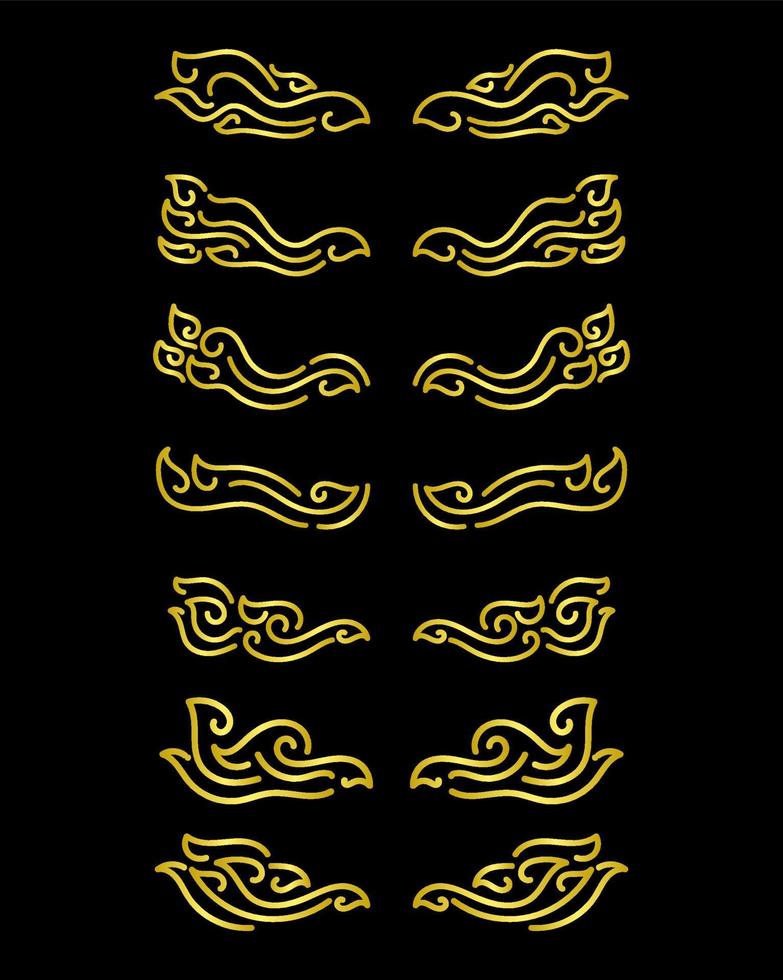 Colección de elementos de bordes dorados, vector de adorno