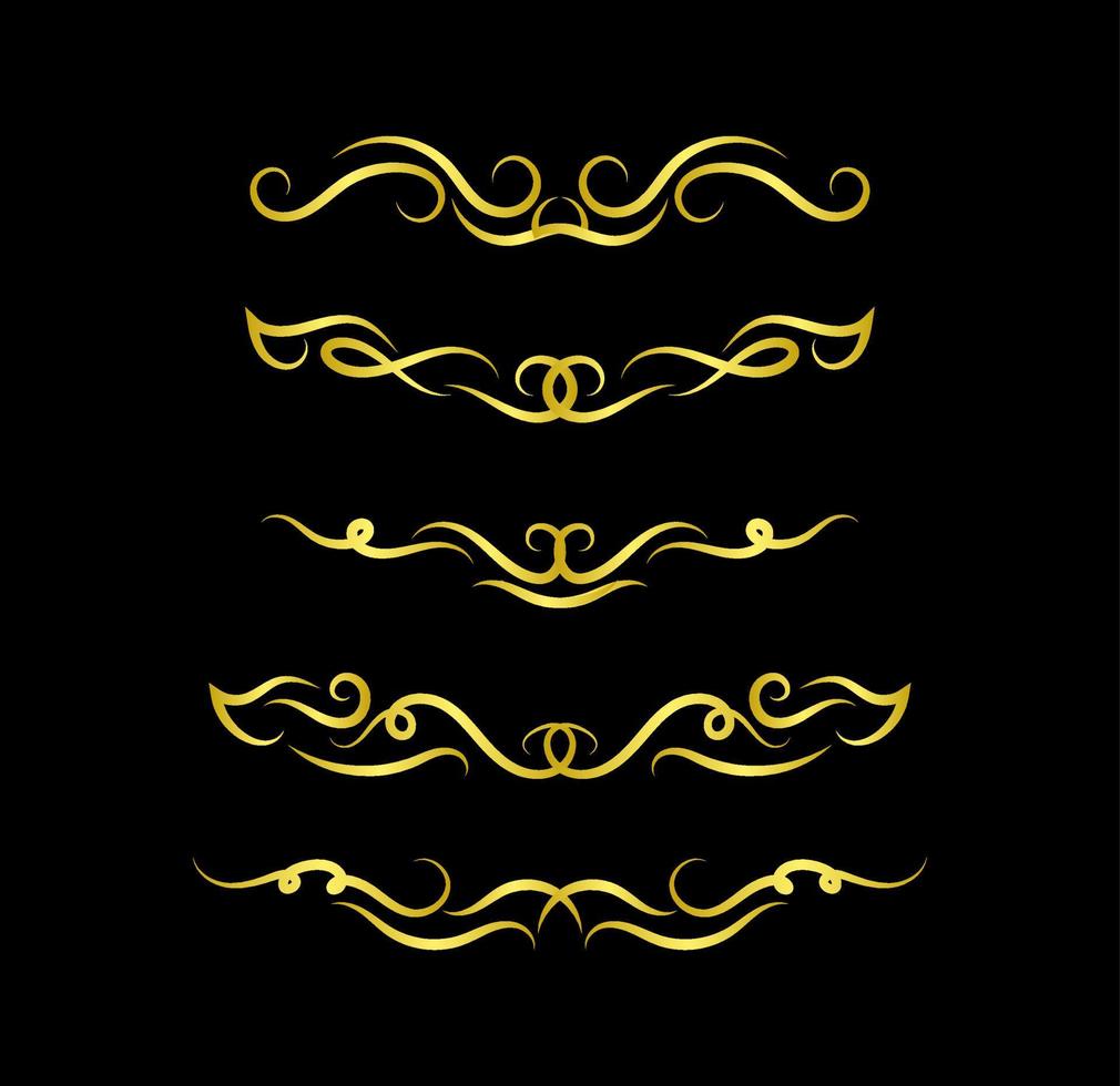 Gold Borders Elements Set Collection, ornament Vector