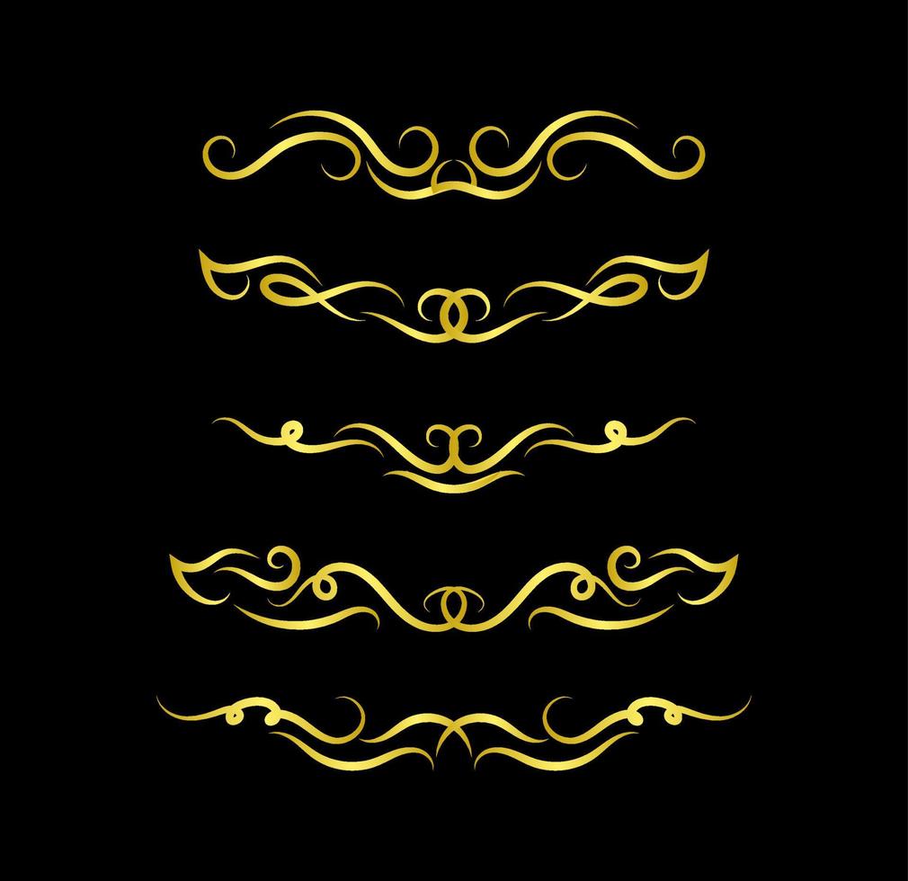 Gold Borders Elements Set Collection, ornament Vector