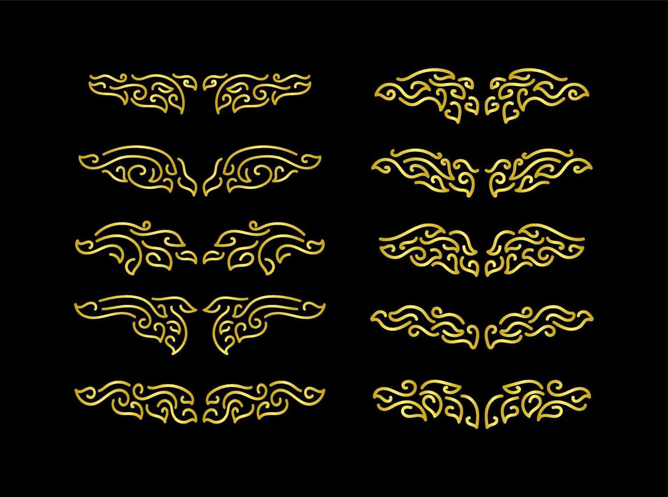 Gold Borders Elements Set Collection, ornament Vector