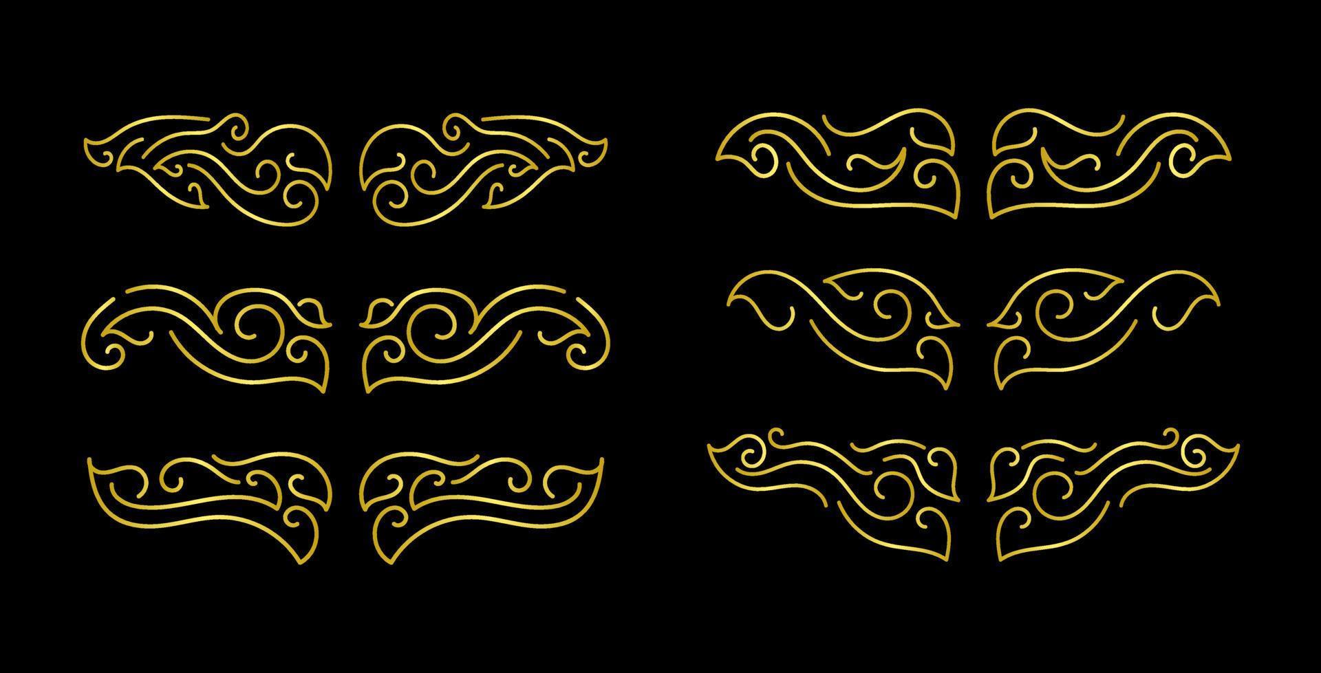 Gold Borders Elements Set Collection, ornament Vector