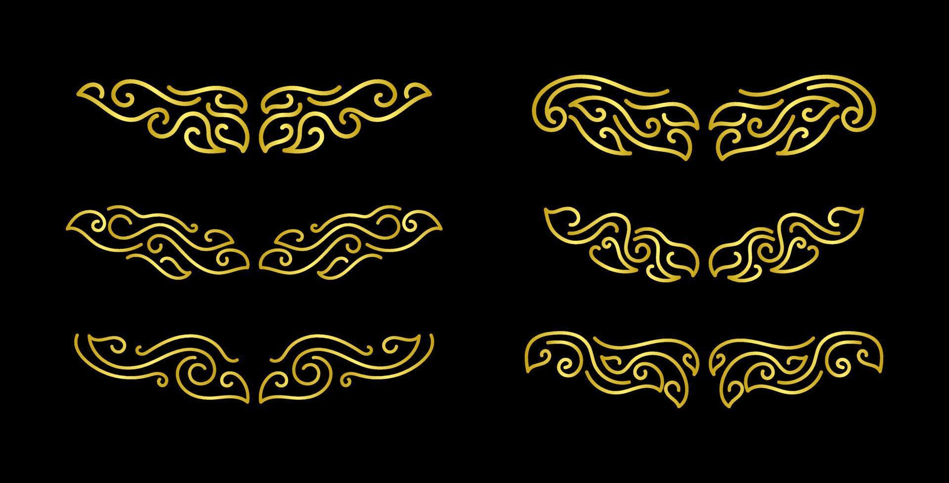 Gold Borders Elements Set Collection, ornament Vector