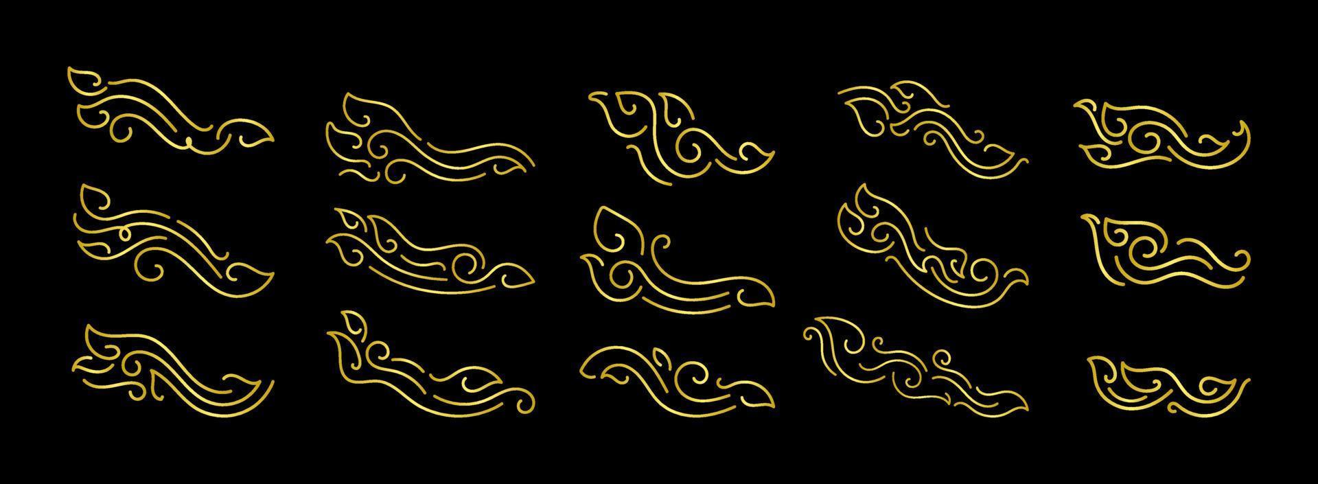 Gold Borders Elements Set Collection, ornament Vector