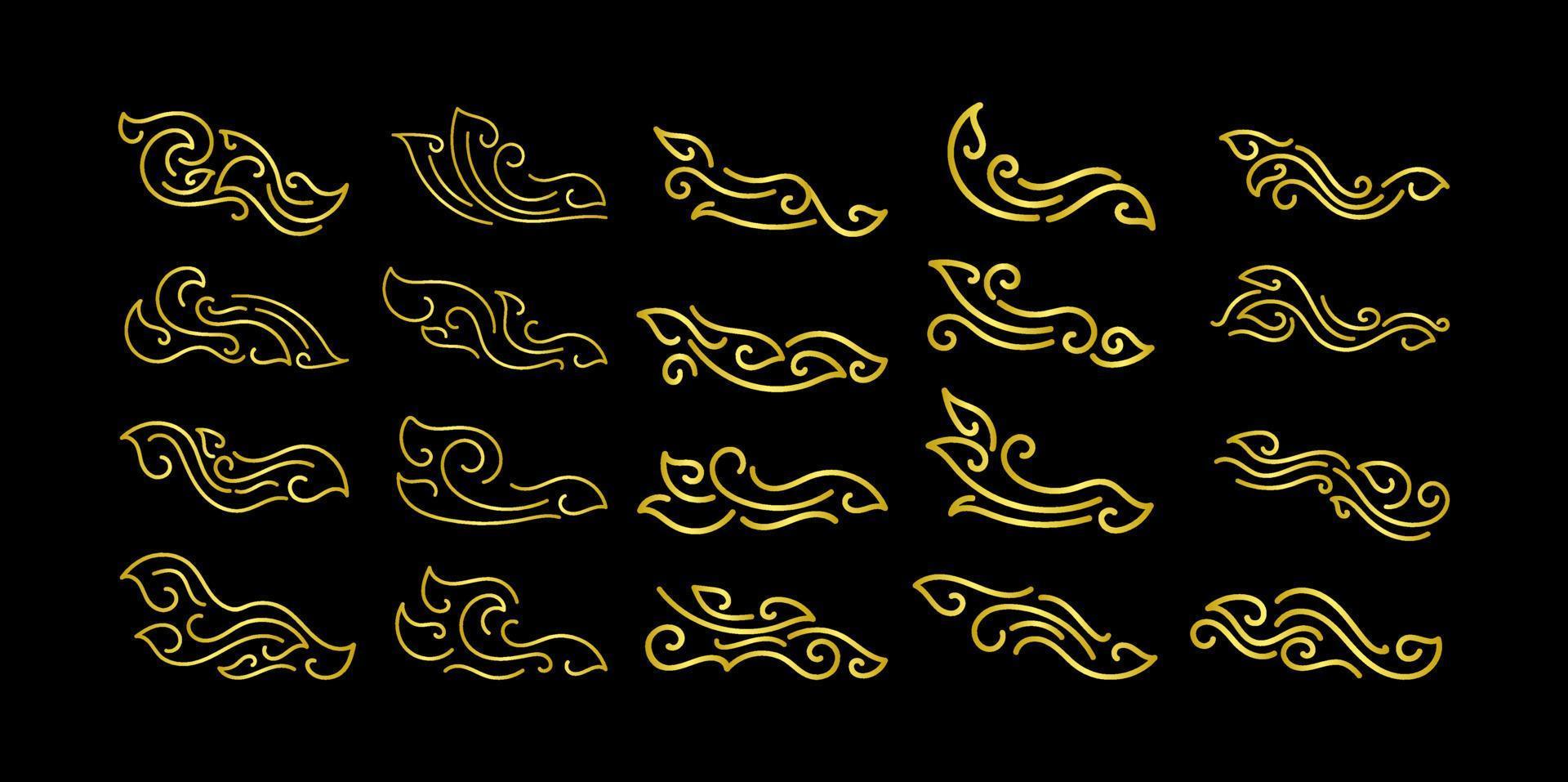 Gold Borders Elements Set Collection, ornament Vector