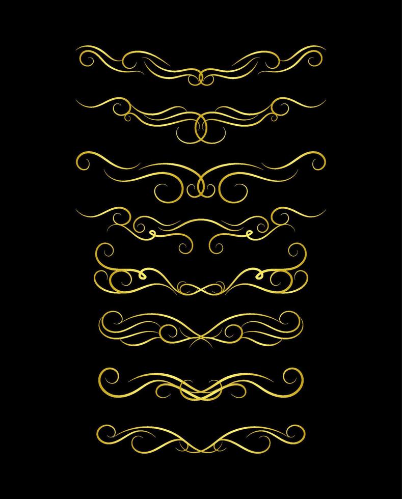 Gold Borders Elements Set Collection, ornament Vector