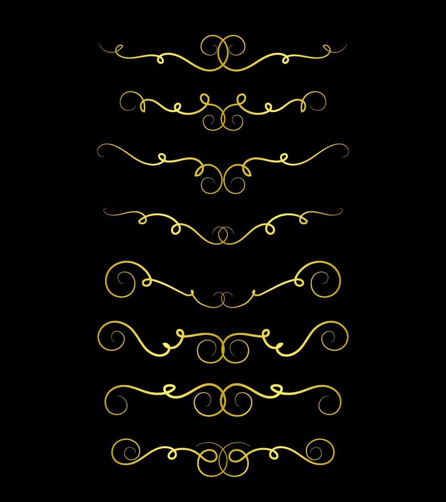 Gold Borders Elements Set Collection, ornament Vector