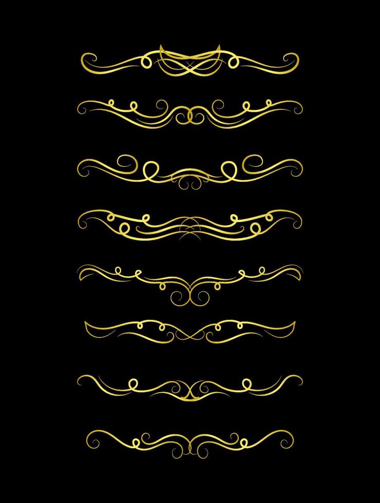 Gold Borders Elements Set Collection, ornament Vector