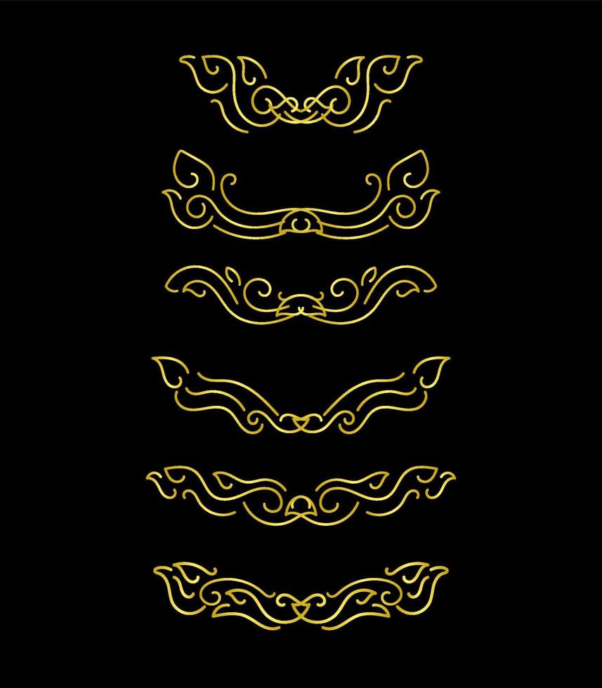 Gold Borders Elements Set Collection, ornament Vector