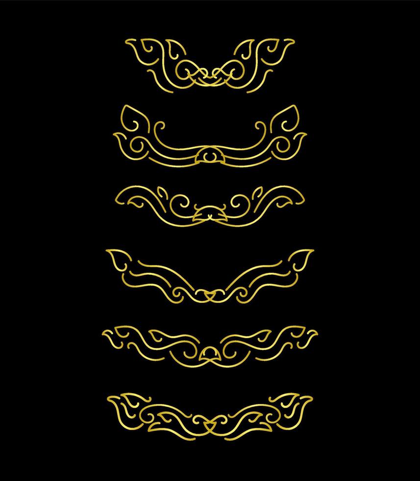 Gold Borders Elements Set Collection, ornament Vector