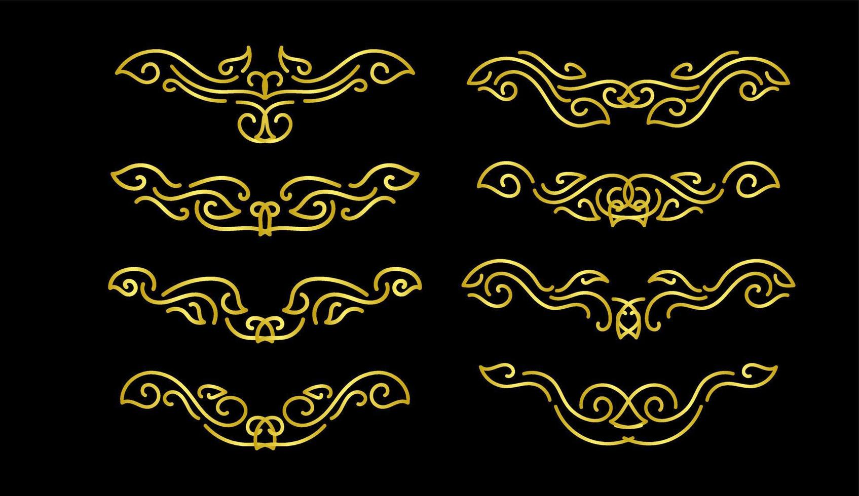 Gold Borders Elements Set Collection, ornament Vector