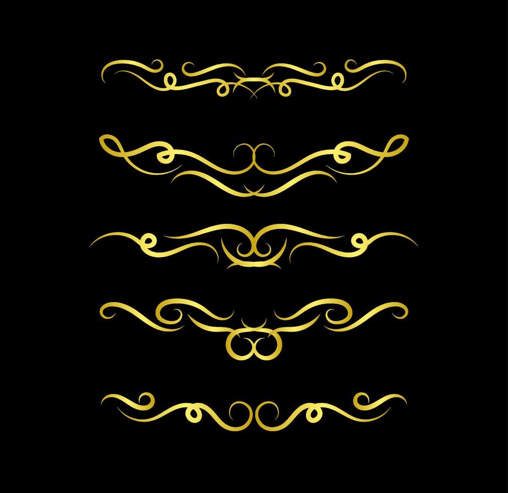 Gold Borders Elements Set Collection, ornament Vector