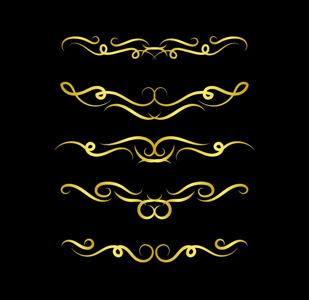 Gold Borders Elements Set Collection, ornament Vector