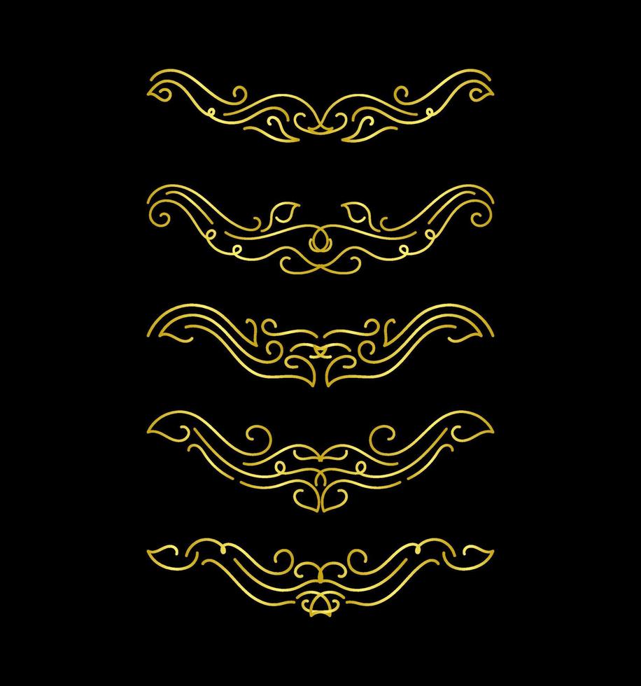Gold Borders Elements Set Collection, ornament Vector