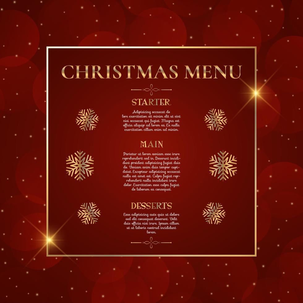 Red and gold Christmas menu background vector