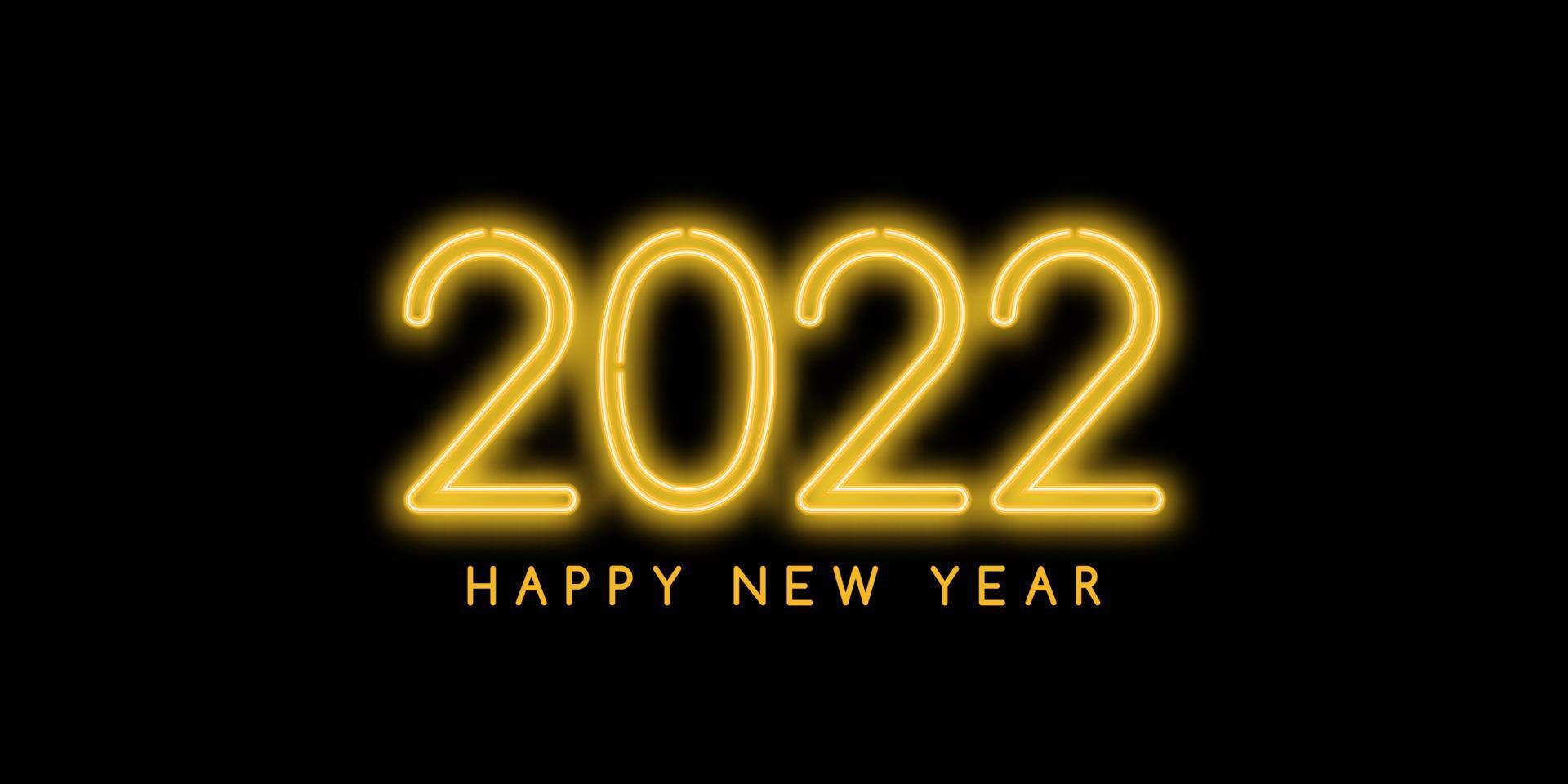 glowing neon happy new year banner design vector