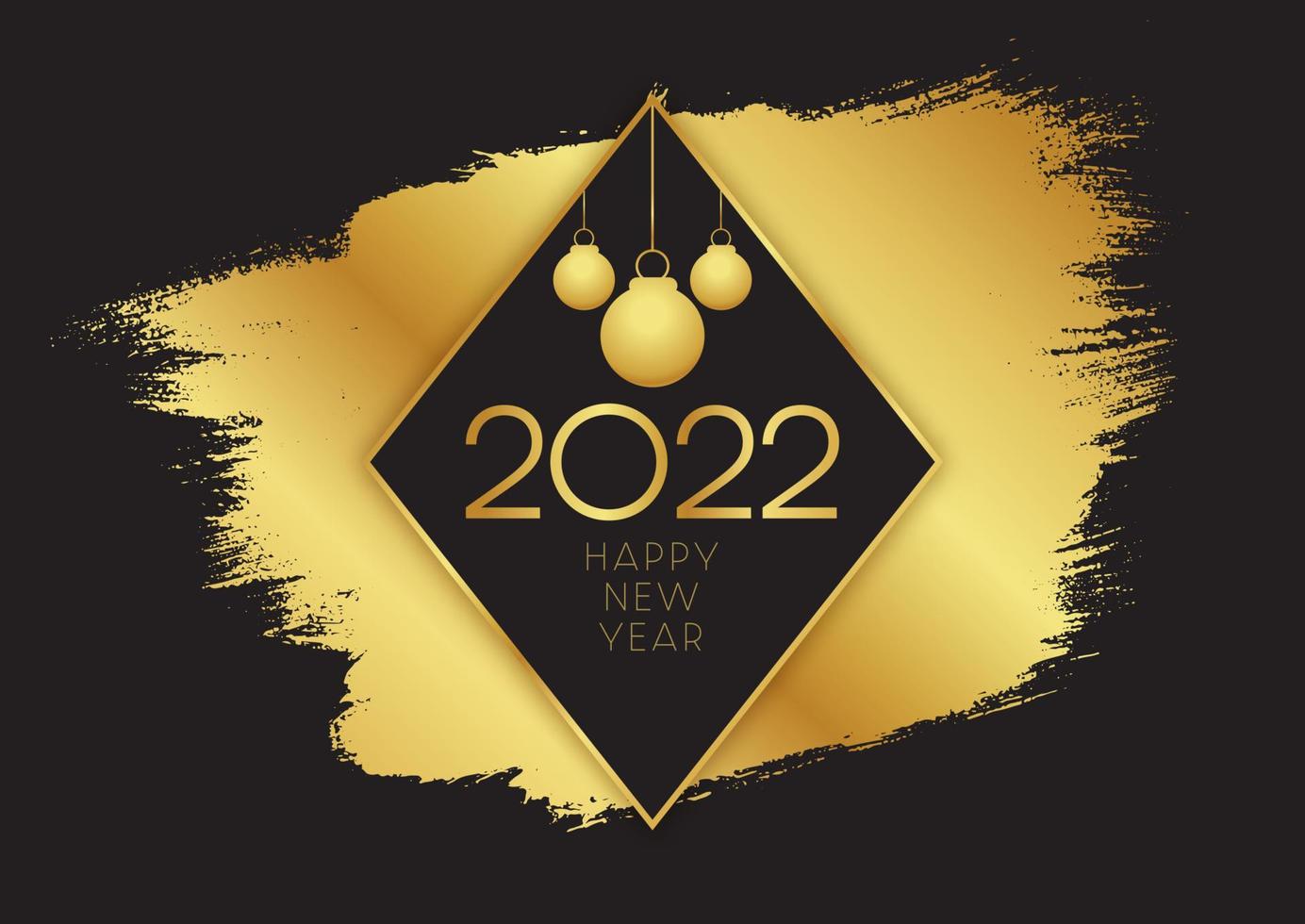 Happy New Year background with grunge gold brush stroke vector