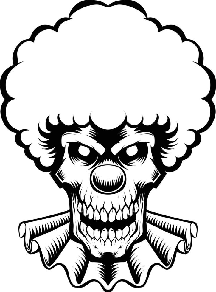 illustration vector graphic of scary skull clown perfect for tshirt tattoo design