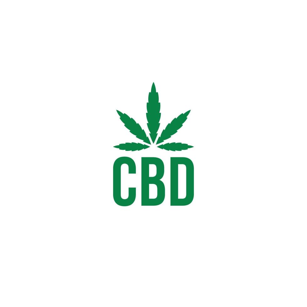 Letra cbd y diseño de logotipo o icono de hoja de cannabis vector