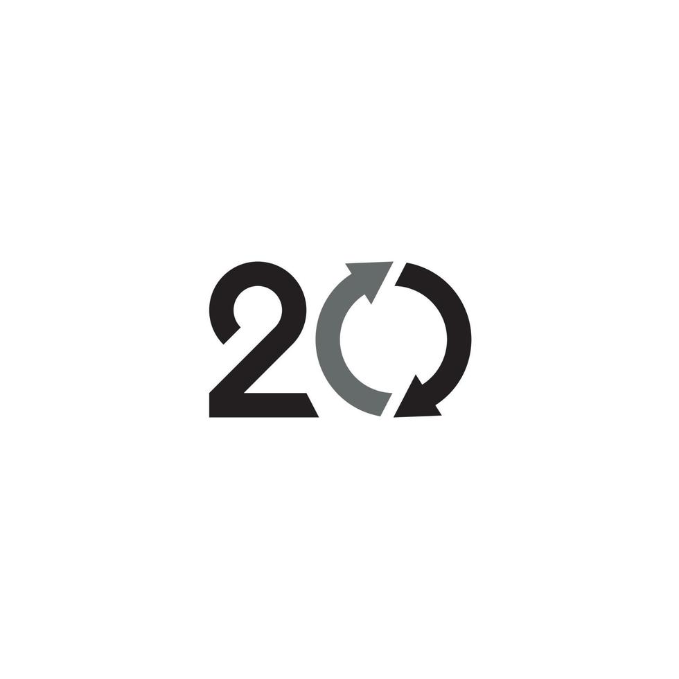 20 and Circle Arrows logo or icon design vector