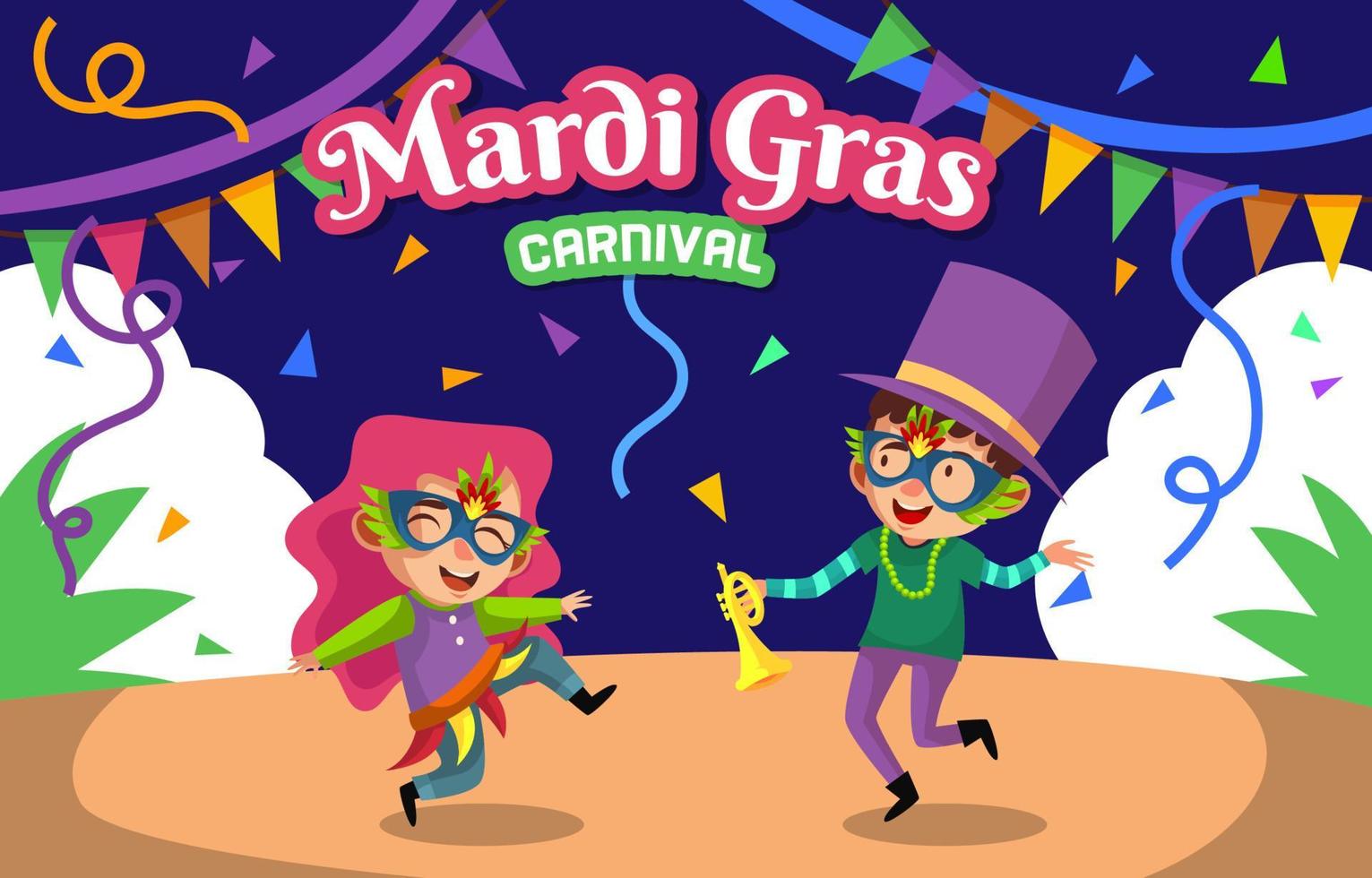 concepto de carnaval de hierba mardi vector