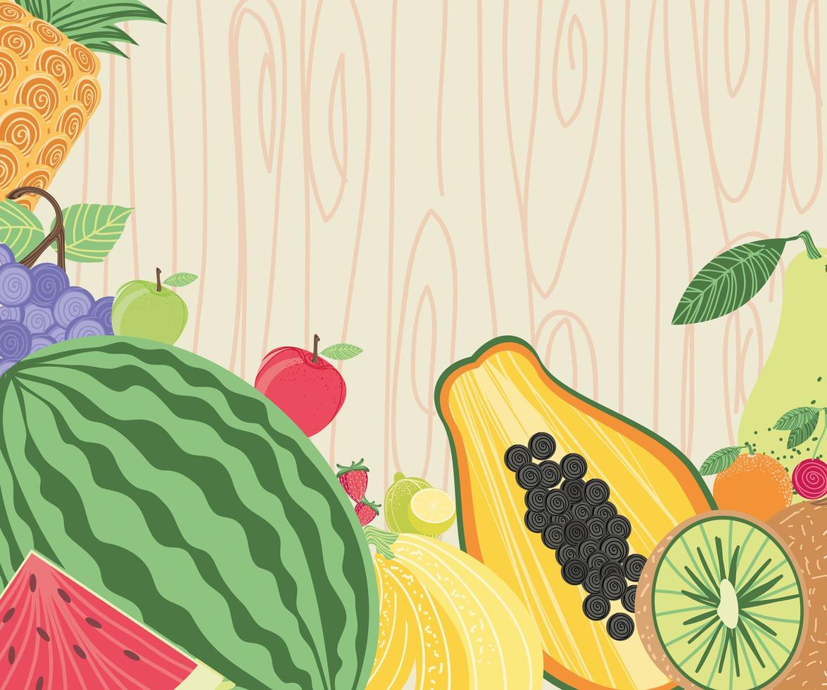 alimentos frutas frescas vector