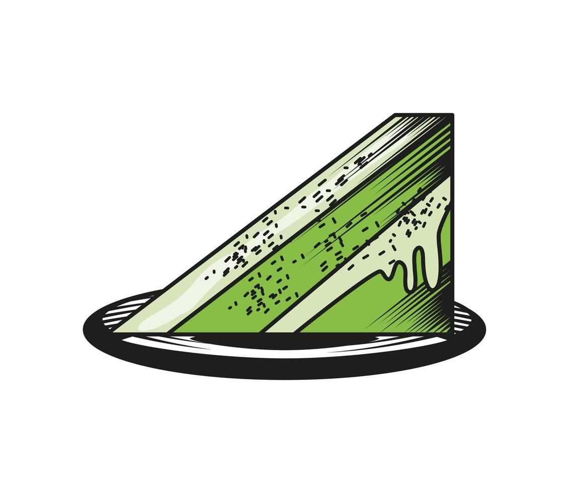 matcha tea cake vector