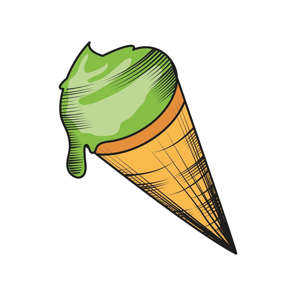 ice cream cone matcha vector