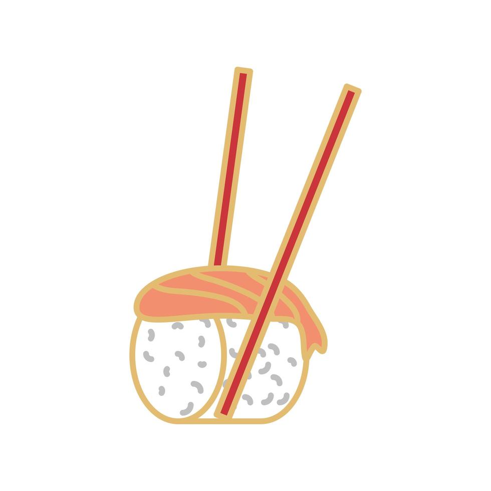 sushi with chopsticks vector