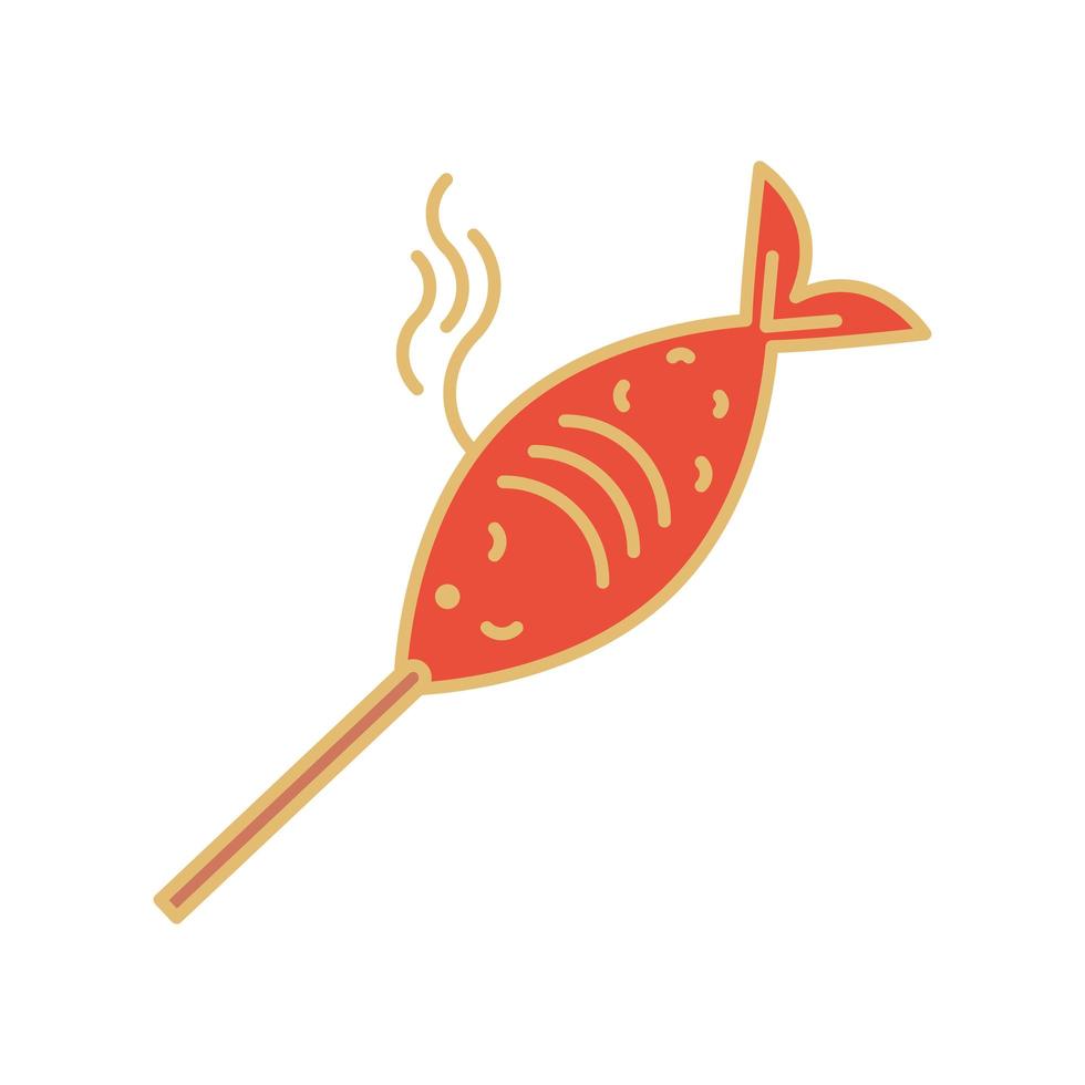 roasted fish in stick vector